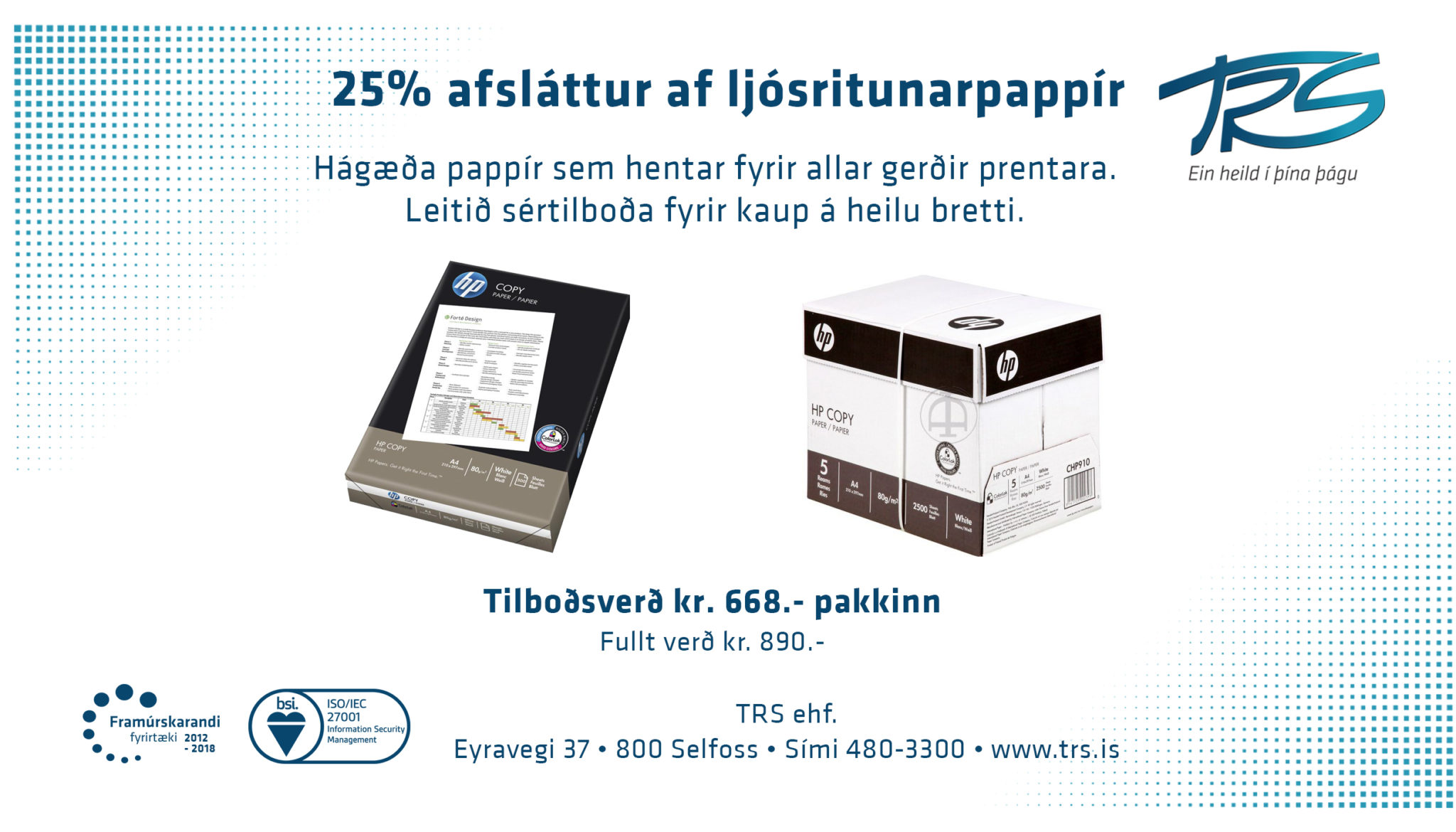 25% afsláttur af ljósritunarpappír